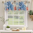 thumbnail image 3 of 2 Panels Navy Blue Coral Valance for Windows, Vintage Coastal Nautical Summer Beach Light Filtering Kitchen Curtains, Rod Pocket Window Treatment Curtain Valances for Living Room Bedroom, 42"x18", 3 of 9