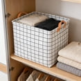 thumbnail image 4 of AKLJWH Foldable Storage Basket with Handles, Portable Linen Organizer Bin, Multipurpose Tote for Clothes, Towels, Laundry, Space Saving Supplies for Bedroom, Bathroom,#03 White, 4 of 6