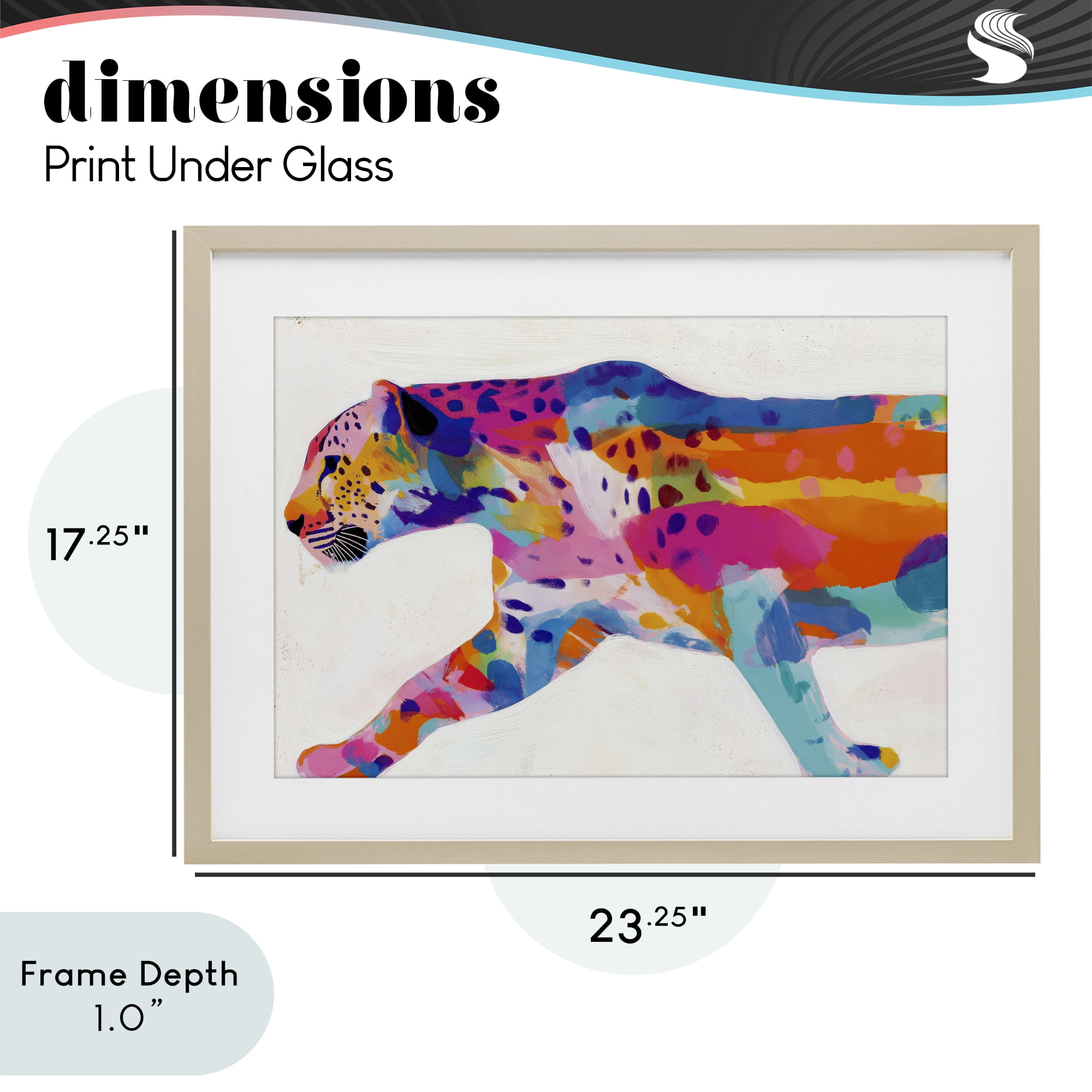 Stupell Industries Vibrant Hued Cheetah In Motion Birch Framed Print Under Glass, design by Chromatic Storm Studio