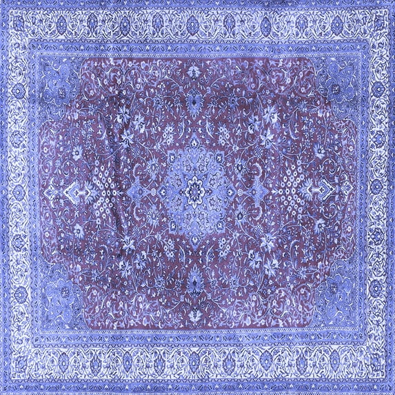 Ahgly Company Indoor Square Medallion Blue Traditional Area Rugs, 3' Square