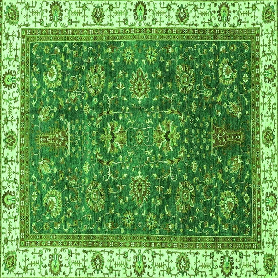 Ahgly Company Indoor Square Abstract Green Modern Area Rugs, 5' Square