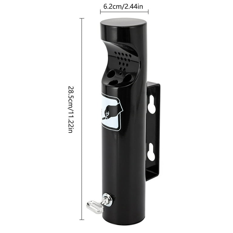 2 PCs Outdoor Ashtray Wall Mounted Smoking Receptacle Cigar Cigarette Butts  Holder for Shopping Malls, Hotels, Elevator Gates, KTV Black  2.44*2.44*11.22 inch