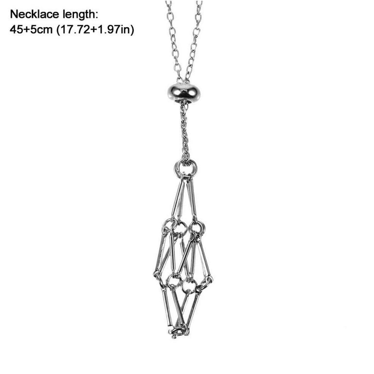 Crystal Holder Cage Necklace Crystal Net Metal Necklace Stainless