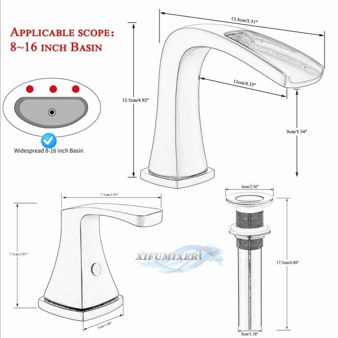 Brushed Gold 8"Widespread Bathroom Sink Faucet 3Hole 2Handle Basin Mixer w/Drain