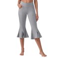 thumbnail image 3 of QATAINLAV Women's Yoga Capri Pants Stretch Causal Athletic Capris Solid Elastic Waist Ruffle Hem Dance Leggings with Pockets Gray S, 3 of 10
