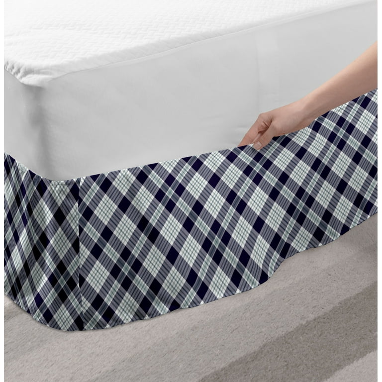 Grey plaid bed outlet skirt