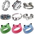 thumbnail image 2 of Bonitos anillos de diseño Simple para hombres y mujeres, anillo Vintage con sonrisa de serpiente y rana de búho para mujer y niña, regalo de joyería Punk Retro de Color plateado antiguo Tan Jianjun unisex, 2 of 2