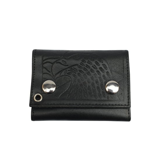 Biker's Wallet ID Card Holder with Chain Genuine Leather - US eagle