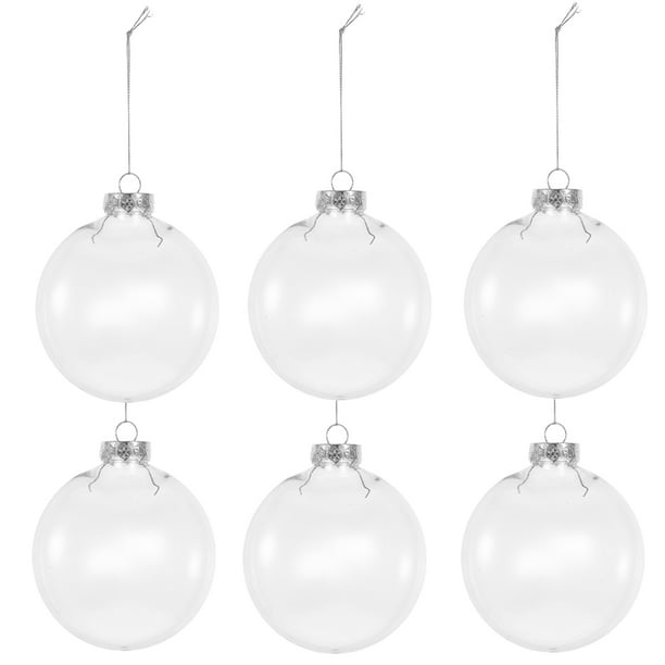 GOOHOCHY 6 bolas navideñas de plástico de 10 cm, esferas planas transparentes, rellenables, para colgar, para manualidades, decoración de bodas y árboles de Navidad.