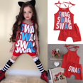 thumbnail image 3 of 2PCS Toddler Kids Baby Girls Summer Cool Outfits Red Tops + Pants Clothes Set, 3 of 5