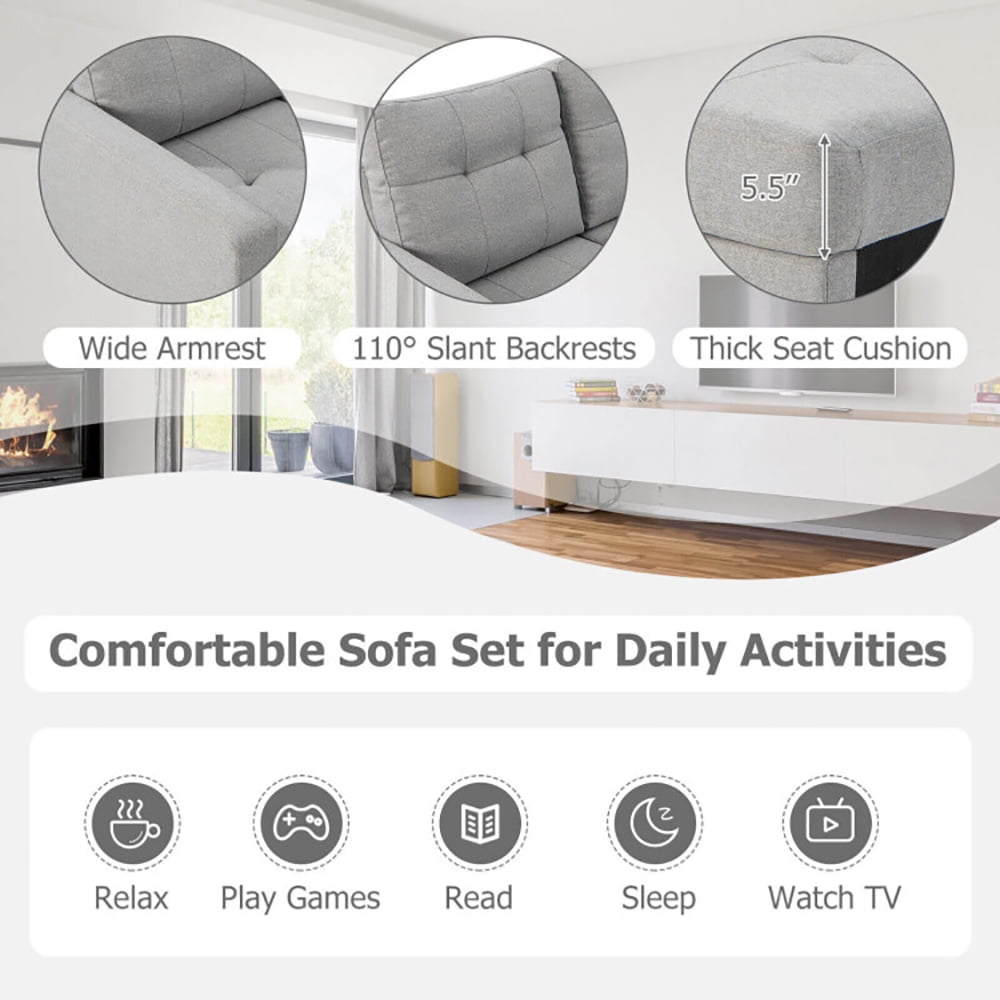 Finihen L-shaped Sectional Sofa Couch, Upholstered L-shaped Sectional Couch, L-shaped Sectional Corner Sofa Set with Storage Ottoman, for Living Room, Gray Finihen L-shaped Sectional Sofa Couch, Upholstered L-shaped Sectional Couch, L-shaped Sectional Corner Sofa Set with Storage Ottoman, for Living Room, Gray