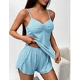 thumbnail image 2 of Ekouaer Sexy Ribbed Pajamas Set 2 Piece Lingerie V Neck Pjs Cami Shorts Set Cute Nightwear for Women, 2 of 6