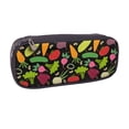 thumbnail image 2 of Picia Cartoon Vegetables Pattern Large Capacity PU Leather Pencil Case Organizer Pen Marker Holder Double Zipper Storage Bag Big Pencil Pouch for College Office, 2 of 6