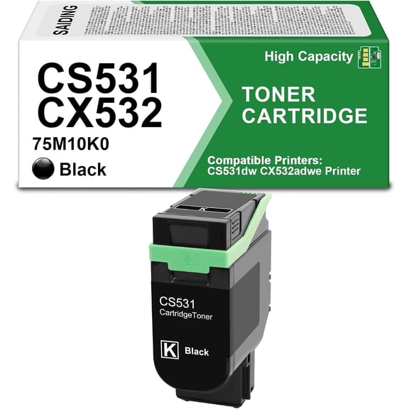 CS531 CX532 Black Toner Cartridge 75M10K0 Toner Compatible for Lexmark CS531dw CX532adwe Printer(1-Pack,Black)