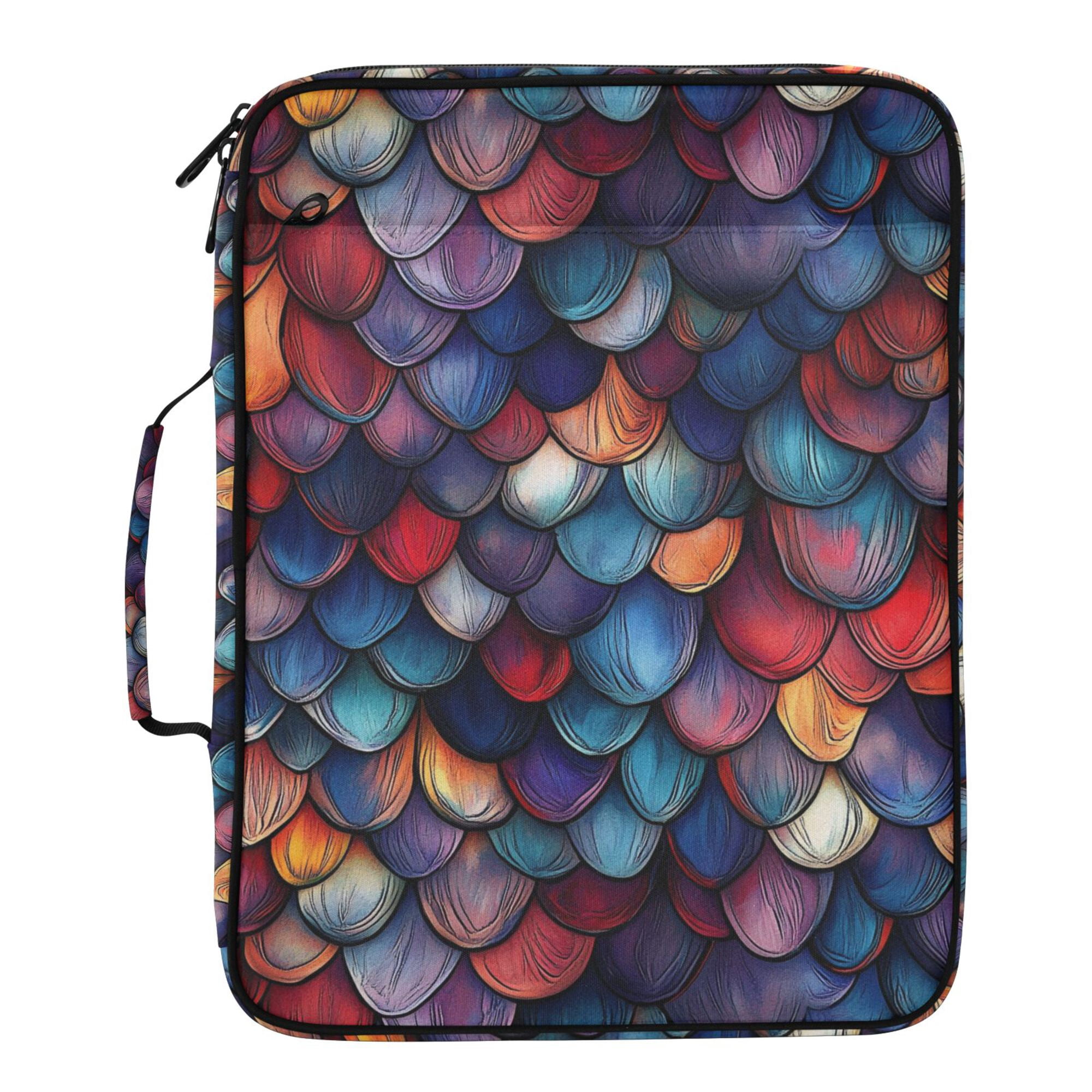 FORMRS Accordion File Folder A4 Size 7-Pocket Expanding Document Organizer Bag with 3 Ring Binder, Purple Dragon Scales Pattern