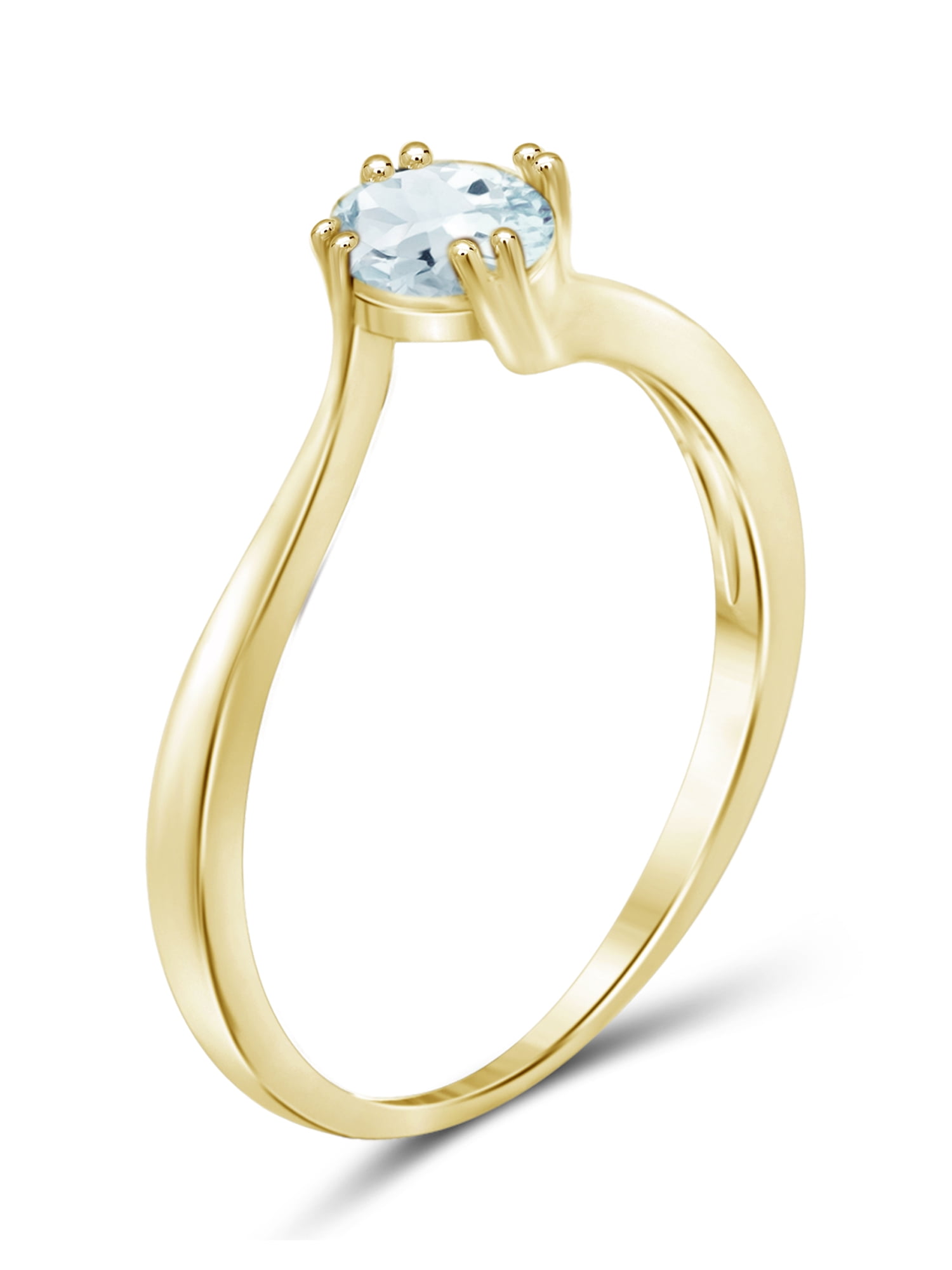 1/2 Carat T.G.W. Aquamarine 14K Gold Over Silver Ring