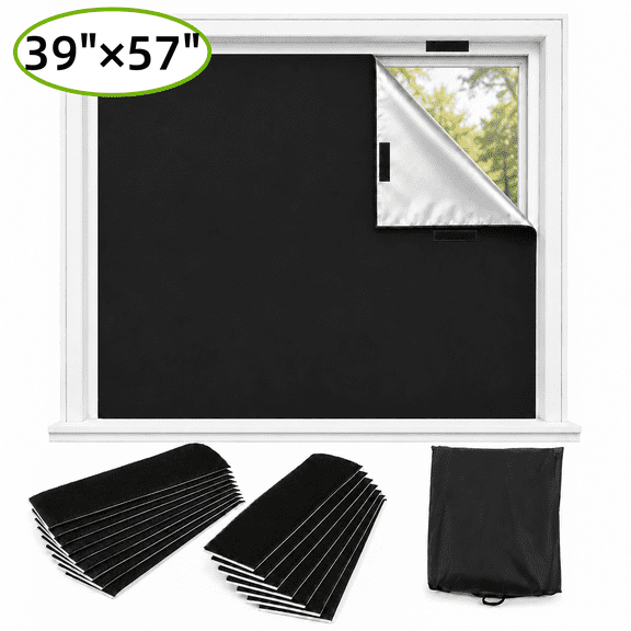 Blackout Curtains DIY Blackout Window Shades,39"×57" Strong Hook and Loop Tape Strips with Adhesive Blackout,Curtains for BedroomBaby Room and TV Room