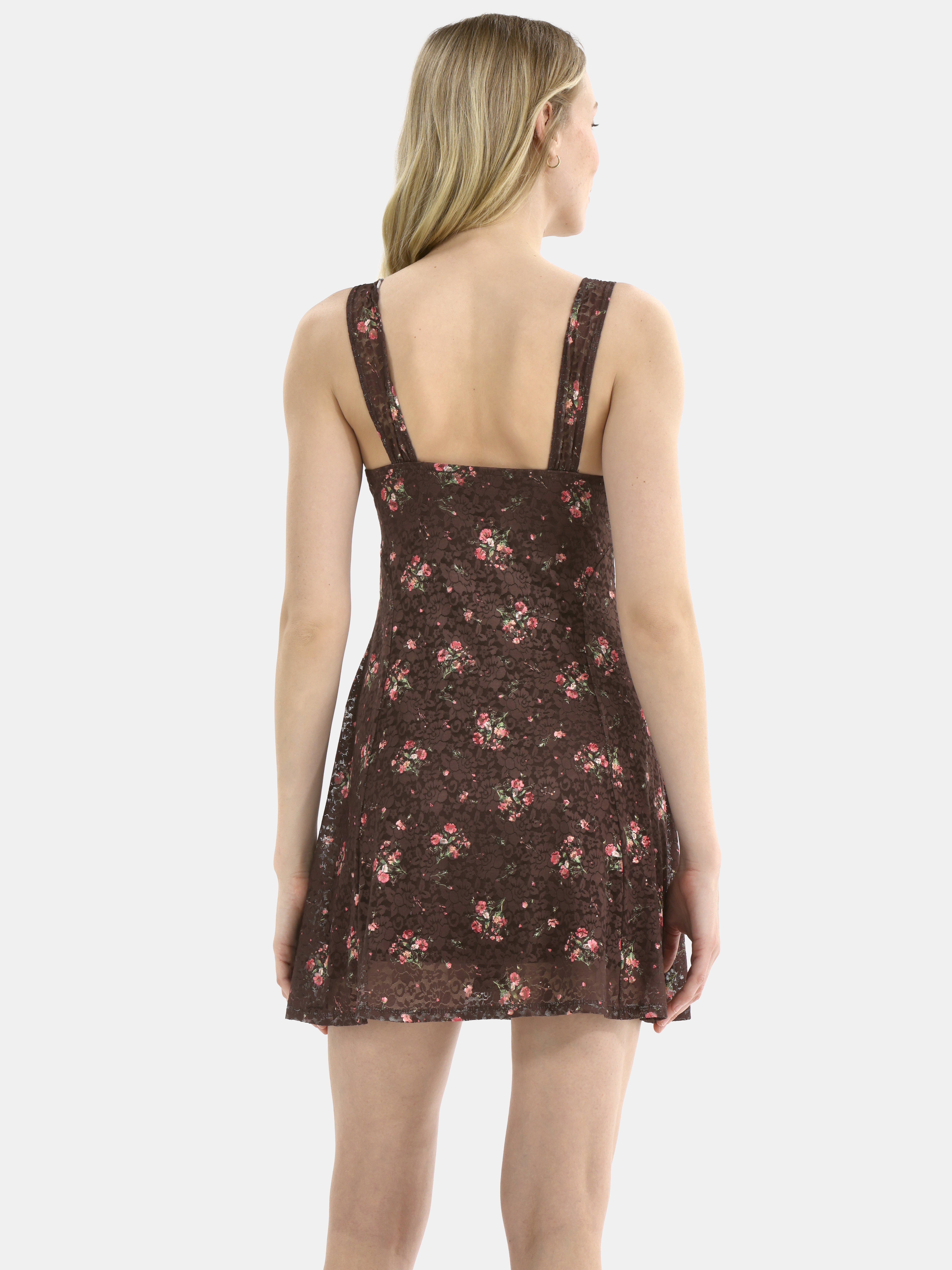 Madden NYC Women's Sleeveless Skater Dress with Lace Trim, Sizes XXS-XXL