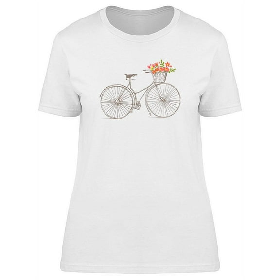 Bicycle With Basket Of Flowers T-Shirt Women -Image by Shutterstock, Female x-Large