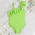 thumbnail image 4 of Lullu Girls Bow Ruffle One Shoulder One-Piece Swimsuit UPF50+ Cute Bathing Suit, Sizes 3-7, 4 of 4