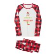 thumbnail image 5 of Elippeo Christmas Family Pajamas Matching Set Cartoon Letter Print Raglan Sleeve Tops and Elastic Plaid Pants Loungewear, 5 of 10