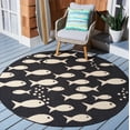 thumbnail image 2 of SAFAVIEH Courtyard Trena Fishes Indoor/Outdoor Area Rug, Black/Beige, 5'3" x 5'3" Round, 2 of 8