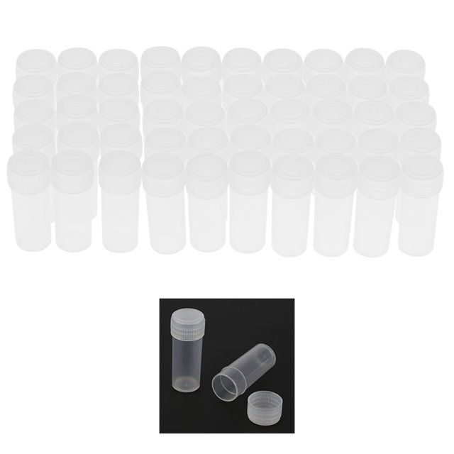 Botellas De Muestra De 5 Ml, 50 Viales De Plástico Translúcido Con Buen Sellado De Dureza Para Pasta De Polvo Sólido Pastillas Semillas