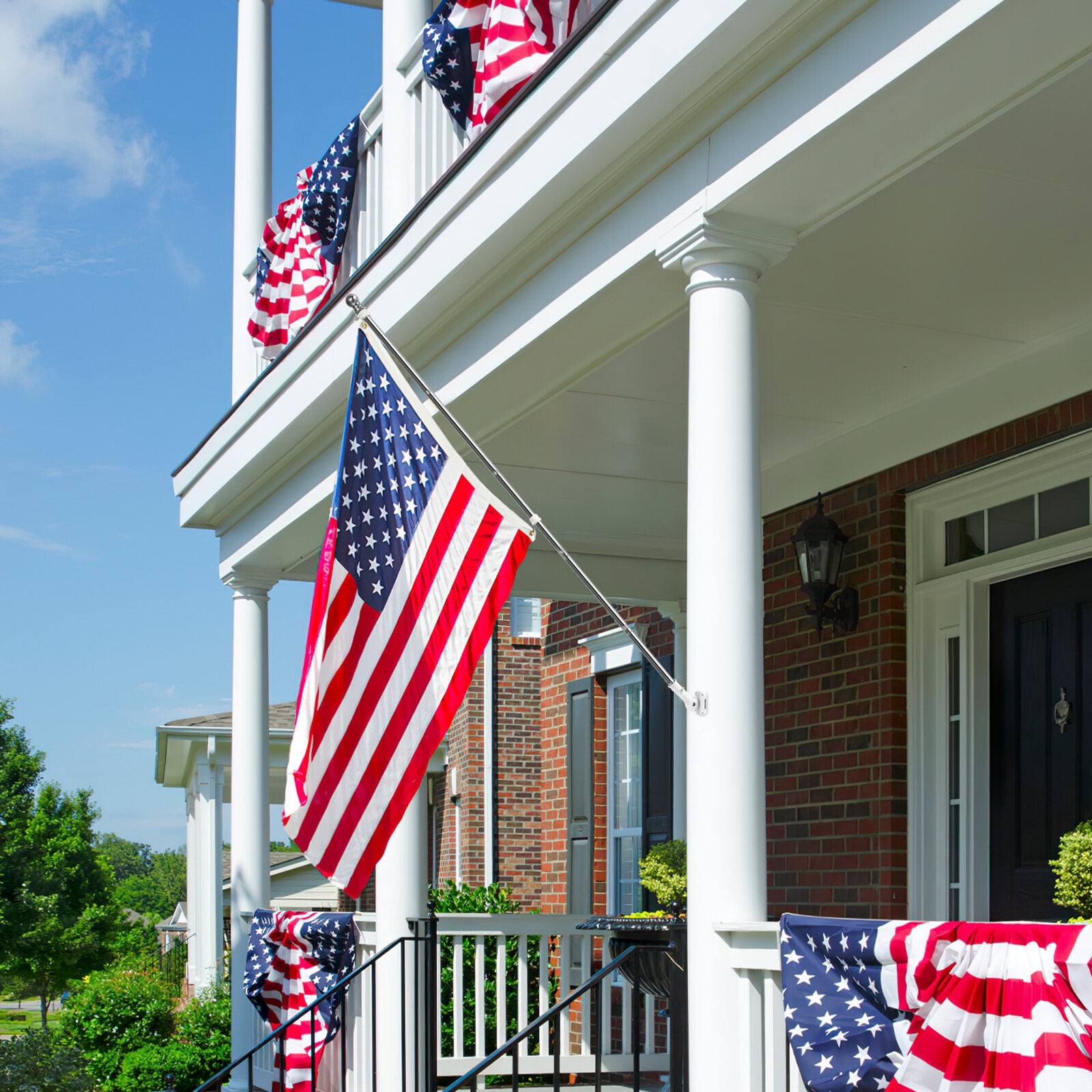 FRCOLOR Adjustable Alloy Flagpole Kit, Plated Silver, Rotating, Rust-Resistant, Multi-Scene