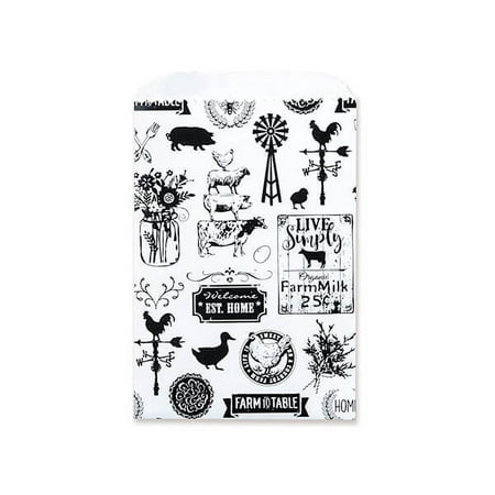 500 PK, Farmhouse Favorites Paper Merchandise Bags, 4.75 x 6.75" For Party, Holiday & Events, Made In USA