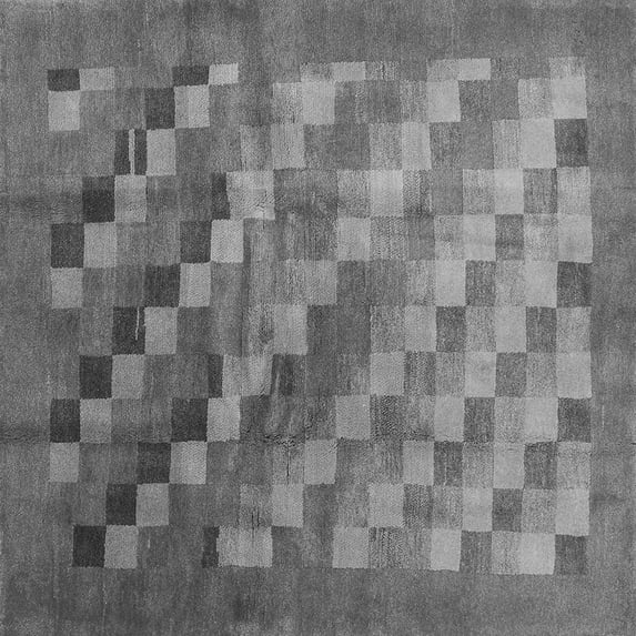 Ahgly Company Indoor Square Checkered Gray Modern Area Rugs, 6' Square