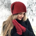 thumbnail image 2 of Opvise Women Fashion Winter Hat Knitted Elastic Thick Warm Soft Cold Resistant No Brim Beanie Baggy Solid Color Lady Cap Dark Gray, 2 of 7