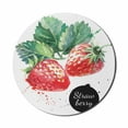 thumbnail image 1 of Watercolor Mouse Pad for Computers, Appetizing Strawberries with Hand Drawn Style Brush Marks Eats Food, Round Non-Slip Thick Rubber Modern Gaming Mousepad, 8" Round, Fern Green Red, by Ambesonne, 1 of 2