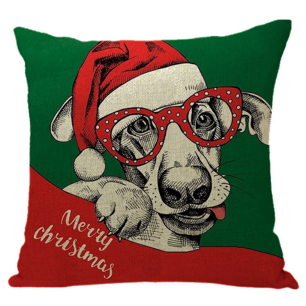 Funda de almohada navideña con diseño de muñeco de nieve para el hogar, almohada de lino a cuadros rojos, cojín navideño