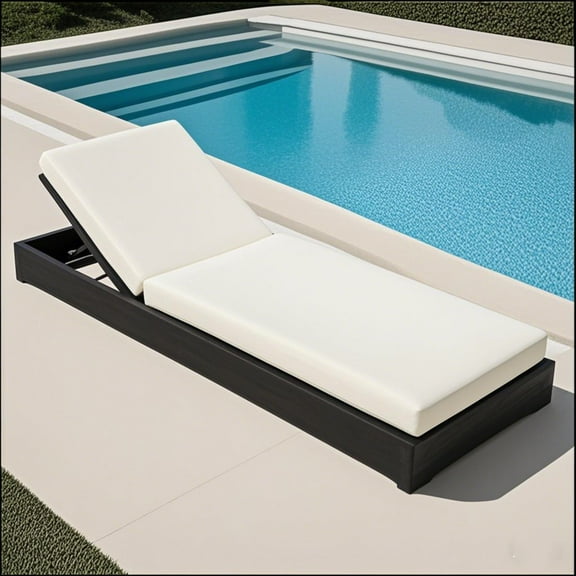 Christopher Knight Home Patio Chaise Lounge with Cushion, Solid Wood Frame, Black Beige