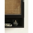 thumbnail image 4 of Kate and Laurel Ori Transitional Cane Wall Cabinet with Door, 15 x 7 x 24, Black and Natural Rattan, Decorative Rattan Over the Toilet Cabinet with Two Shelves and Bonus Storage Cubby, 4 of 12