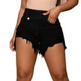 thumbnail image 2 of adaychics High Waisted Jean Shorts Crossover Summer Denim Shorts Fashion Frayed Hems Jorts for Everyday Wear, 2 of 7