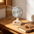 thumbnail image 2 of Cream Bear Printed Desktop Fan - USB Rechargeable Small Plastic Fan with Adjustable Three-Speed Wind, Ideal for Home, Office, and Summer Use,White, 2 of 5