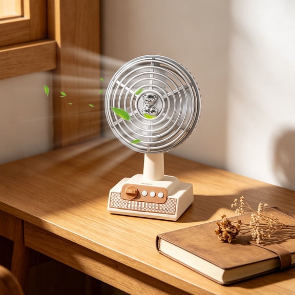 Vintage Small Table Fan With 3‑Speed Silent Operation & 360° Tilt – Retro Desktop USB Fan for Bedroom, Study & Office, Energy‑Saving & Whisper‑Quiet Motor