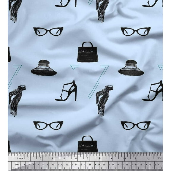 Soimoi Blue Cotton Voile Fabric Accessories Women Print Sewing Fabric Yard 42 Inch Wide