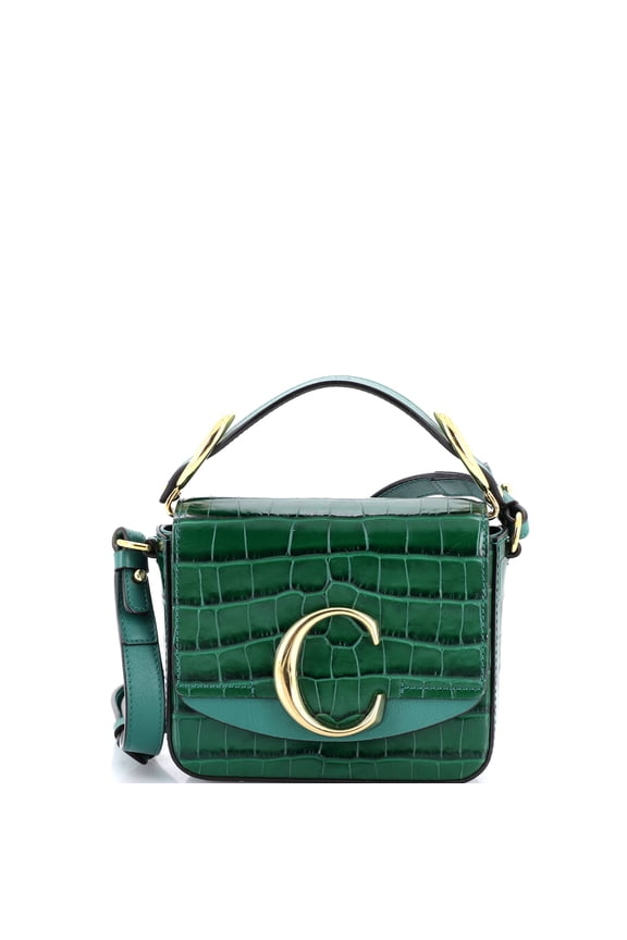 Pre-Owned C Double Carry Bag Crocodile Embossed Leather Mini By Rebag