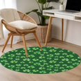 thumbnail image 4 of Green St. Patrick's Day Round Area Rug 4Ft Washable Circle Rugs for Bedroom Dining Room, Lucky Clovers Watercolor Rustic Non-Slip Carpet Floor Mats Indoor Outdoor Carpet Runner Aesthetic Home Decor, 4 of 8