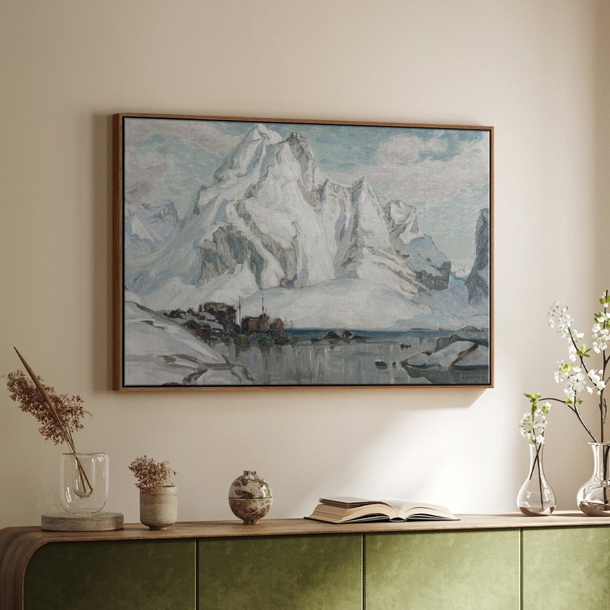 Vintage Landscape-CLX By Wexford Home Framed in Walnut Wood Gallery Wrapped Canvas 17 in. x 25 in.