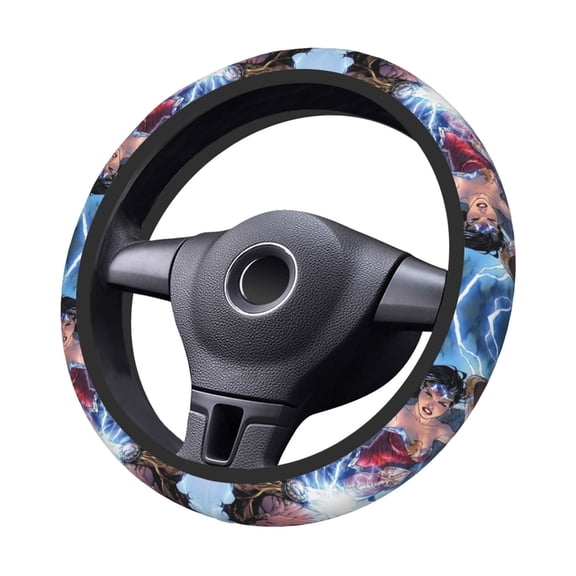Won-Der Wo-Man Steering Wheel Cover Elastic Stretch Breathable Vehicle Steering Wheel Protector Car Interior Accessories