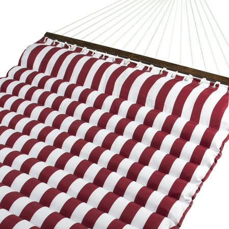 Best Choice Products Plush Quilted Double Hammock w/ Spreader Bars - Red/White