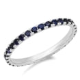 thumbnail image 2 of Blue Sapphire Full Eternity Ring 1.5mm Sapphire Eternity Pave Band Royal Blue Sapphire Wedding Anniversary Gaurd Band September Stacking, 2 of 3