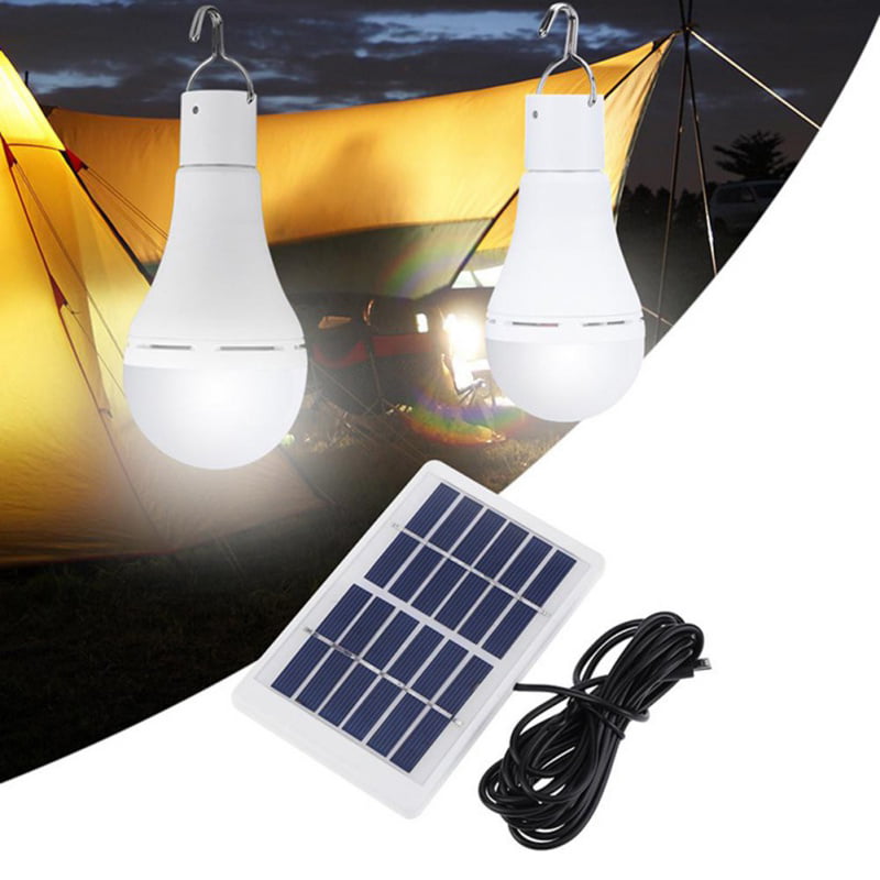 Best 20W Solar Panel Power LED Bulb Light Outdoor Camping Tent Energy Lamp USA 