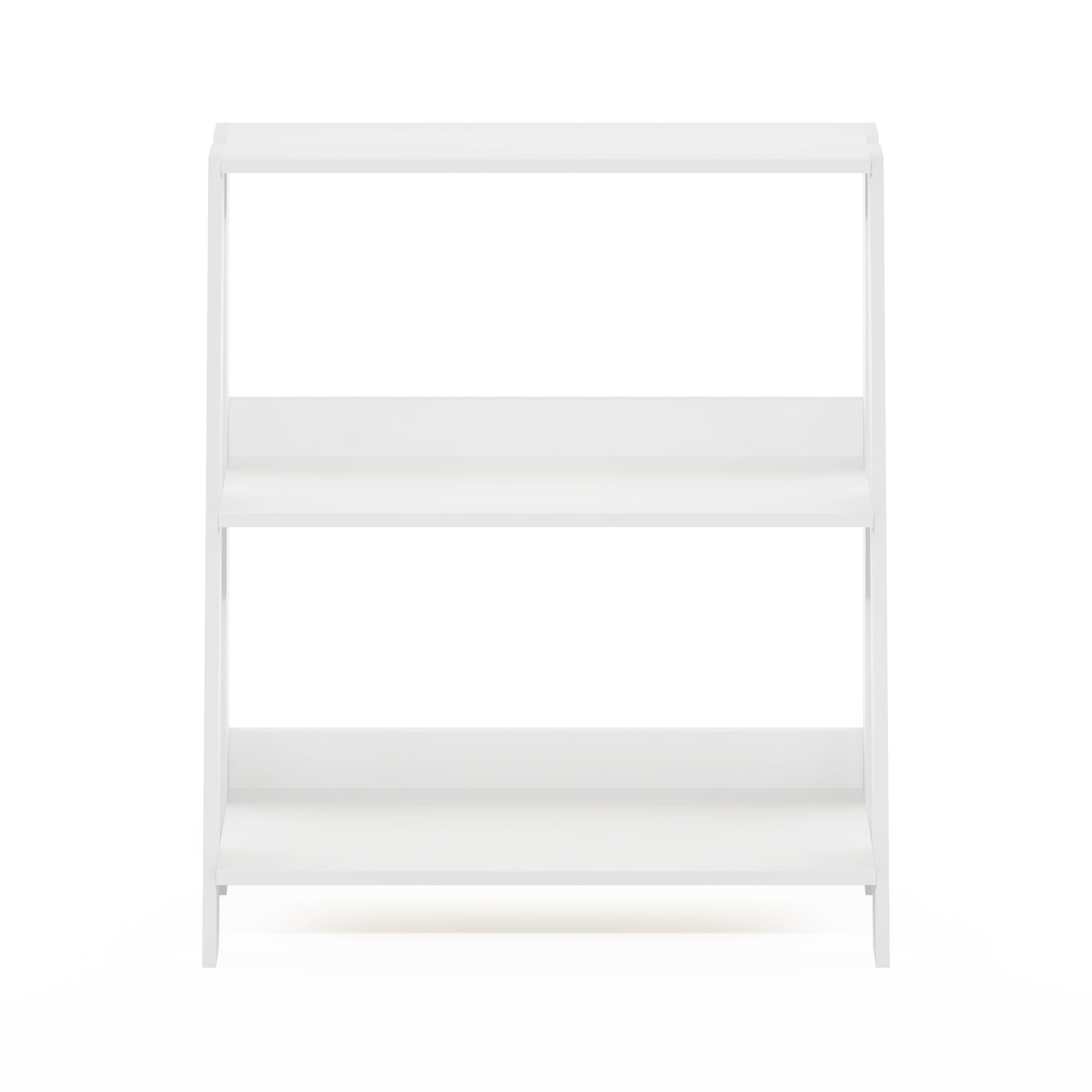 Furinno Ladder Bookcase Display Shelf, 3-Tier, White