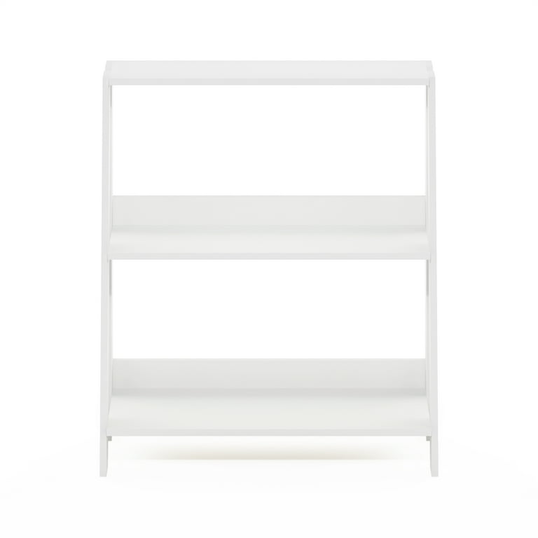 Furinno Ladder Bookcase Display Shelf 3 Tier White