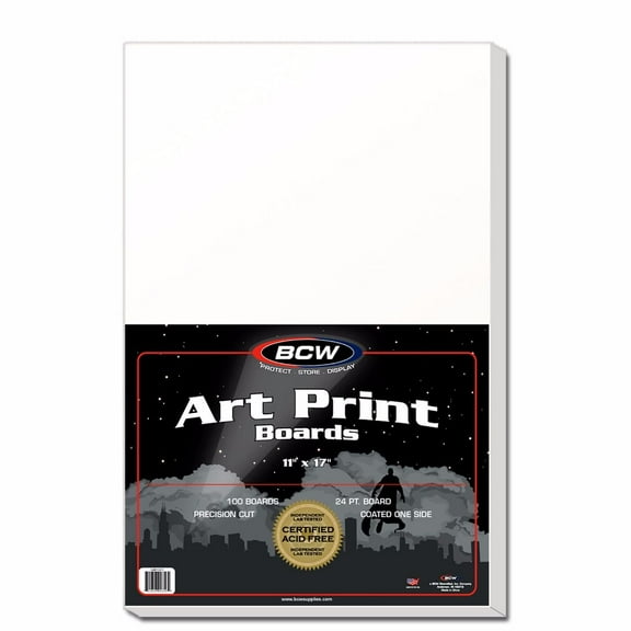 1 pack of 100 BCW Acid Free 11" x 17" Art Print White Backing Boards