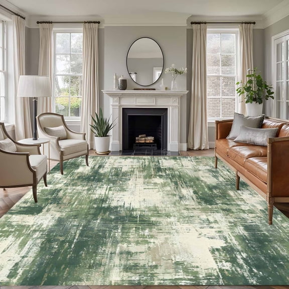 5'x7' Area Rugs, Sage Green Ombre Indoor Outdoor Area Rug for Living Room Bedroom, Gradient Abstract Art Vintage Washable Bathroom Rugs Kitchen Floor Carpet Mats Home Decor Aesthetic